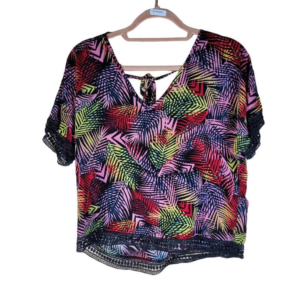 Taravana Maruina Multicolor Pink Floral South Pacific Designed Top Women Sz S